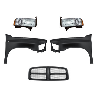 Replacement - 5-Piece Kit (Driver and Passenger Side Headlights, Grille, Driver and Passenger Side Fenders) (Standard Line)