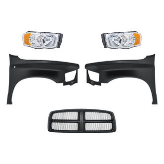 Replacement - 5-Piece Kit (Driver and Passenger Side Headlights, Grille, Driver and Passenger Side Fenders) (Standard Line)