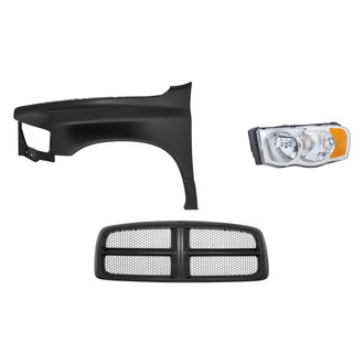 Replacement - 3-Piece Kit (Driver Side Headlight, Grille, Front Driver Side Fender) (Standard Line)