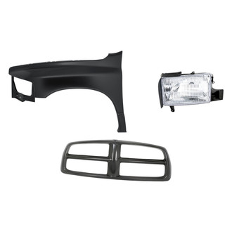 Replacement - 3-Piece Kit (Driver Side Headlight, Grille Frame, Front Driver Side Fender) (Standard Line)
