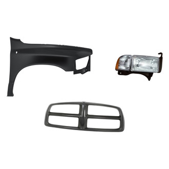 Replacement - 3-Piece Kit (Passenger Side Headlight, Grille Frame, Front Passenger Side Fender) (Standard Line)