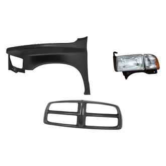 Replacement - 3-Piece Kit (Driver Side Headlight, Grille Frame, Front Driver Side Fender) (Standard Line)