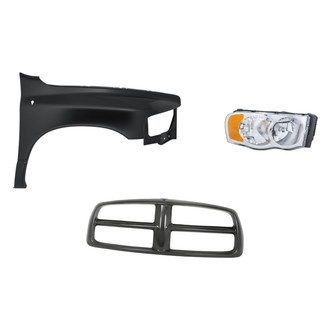 Replacement - 3-Piece Kit (Passenger Side Headlight, Grille Frame, Front Passenger Side Fender) (Standard Line)