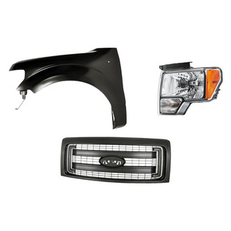 Replacement - 3-Piece Kit (Driver Side Headlight, Grille, Front Driver Side Fender) (CAPA Certified)