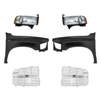 Replacement - 6-Piece Kit (Driver and Passenger Side Headlights, Driver and Passenger Side Grille Inserts, Driver and Passenger Side Fenders) (Standard Line)