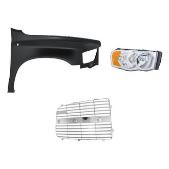 Replacement - 3-Piece Kit (Passenger Side Headlight, Passenger Side Grille Insert, Front Passenger Side Fender) (Standard Line)