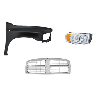 Replacement - 3-Piece Kit (Passenger Side Headlight, Grille, Front Passenger Side Fender) (Standard Line)