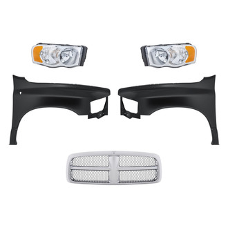 Replacement - 5-Piece Kit (Driver and Passenger Side Headlights, Grille, Driver and Passenger Side Fenders) (Standard Line)
