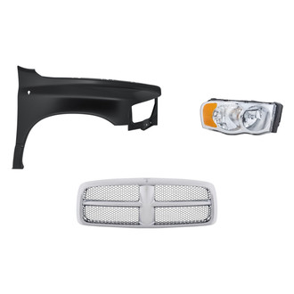 Replacement - 3-Piece Kit (Passenger Side Headlight, Grille, Front Passenger Side Fender) (Standard Line)