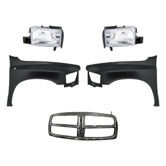 Replacement - 5-Piece Kit (Driver and Passenger Side Headlights, Outer Grille Shell, Driver and Passenger Side Fenders)