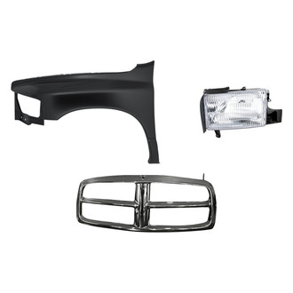 Replacement - 3-Piece Kit (Driver Side Headlight, Outer Grille Shell, Front Driver Side Fender)