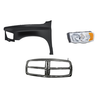 Replacement - 3-Piece Kit (Driver Side Headlight, Outer Grille Shell, Front Driver Side Fender) (Standard Line)