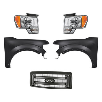 Replacement - 5-Piece Kit (Driver and Passenger Side Headlights, Grille, Driver and Passenger Side Fenders) (CAPA Certified)