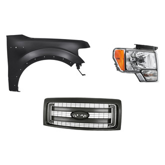 Replacement - 3-Piece Kit (Passenger Side Headlight, Grille, Front Passenger Side Fender) (CAPA Certified)