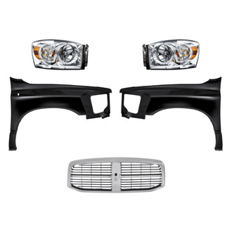 Replacement - 5-Piece Kit (Driver and Passenger Side Headlights, Grille, Driver and Passenger Side Fenders) (Standard Line)
