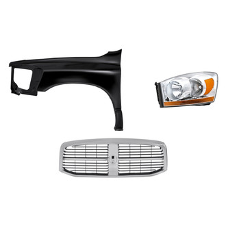 Replacement - 3-Piece Kit (Driver Side Headlight, Grille, Front Driver Side Fender) (Standard Line)