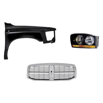 Replacement - 3-Piece Kit (Passenger Side Headlight, Grille, Front Passenger Side Fender) (Standard Line)