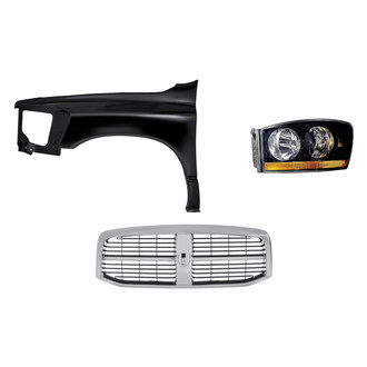 Replacement - 3-Piece Kit (Driver Side Headlight, Grille, Front Driver Side Fender) (Standard Line)