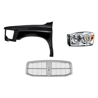 Replacement - 3-Piece Kit (Driver Side Headlight, Grille, Front Driver Side Fender) (Standard Line)