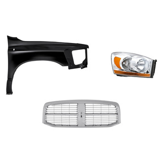 Replacement - 3-Piece Kit (Passenger Side Headlight, Grille, Front Passenger Side Fender) (Standard Line)