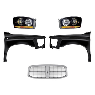 Replacement - 5-Piece Kit (Driver and Passenger Side Headlights, Grille, Driver and Passenger Side Fenders) (Standard Line)