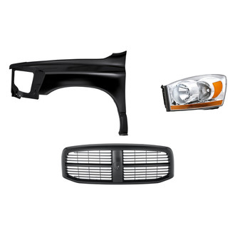 Replacement - 3-Piece Kit (Driver Side Headlight, Grille, Front Driver Side Fender) (Standard Line)