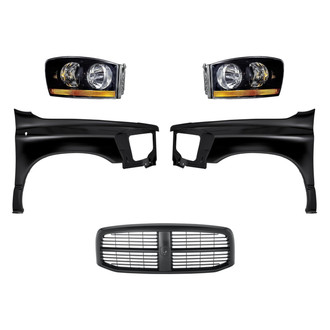 Replacement - 5-Piece Kit (Driver and Passenger Side Headlights, Grille, Driver and Passenger Side Fenders) (Standard Line)