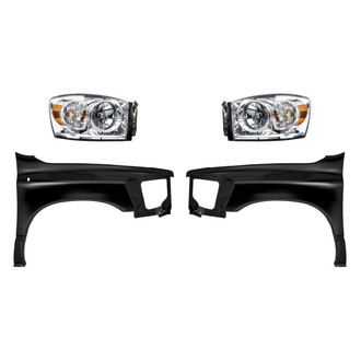 Replacement - 4-Piece Kit (Driver and Passenger Side Headlights, Driver and Passenger Side Fenders) (CAPA Certified)