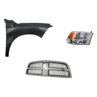 Replacement - 3-Piece Kit (Passenger Side Headlight, Grille, Front Passenger Side Fender) (Standard Line)