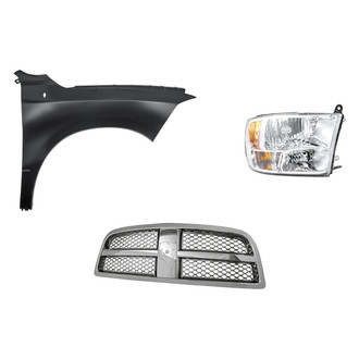 Replacement - 3-Piece Kit (Passenger Side Headlight, Grille, Front Passenger Side Fender) (Standard Line)