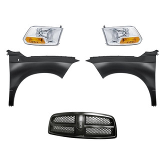 Replacement - 5-Piece Kit (Driver and Passenger Side Headlights, Grille, Driver and Passenger Side Fenders) (Standard Line)