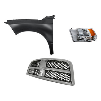 Replacement - 3-Piece Kit (Driver Side Headlight, Grille, Front Driver Side Fender) (Standard Line)