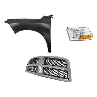 Replacement - 3-Piece Kit (Driver Side Headlight, Grille, Front Driver Side Fender) (Standard Line)
