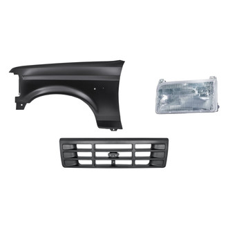 Replacement - 3-Piece Kit (Driver Side Headlight, Center Grille, Front Driver Side Fender) (Standard Line)