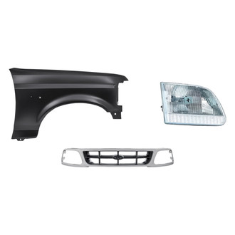 Replacement - 3-Piece Kit (Passenger Side Headlight, Grille, Front Passenger Side Fender)