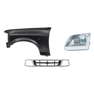 Replacement - 3-Piece Kit (Driver Side Headlight, Grille, Front Driver Side Fender)