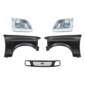 Replacement - 5-Piece Kit (Driver and Passenger Side Headlights, Grille, Driver and Passenger Side Fenders) (Standard Line)