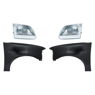 Replacement - 4-Piece Kit (Driver and Passenger Side Headlights, Driver and Passenger Side Fenders) (CAPA Certified)