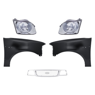 Replacement - 5-Piece Kit (Driver and Passenger Side Headlights, Grille, Driver and Passenger Side Fenders) (Standard Line)