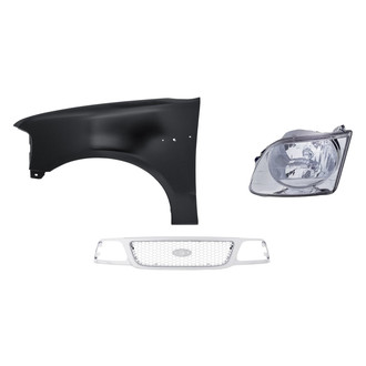 Replacement - 3-Piece Kit (Driver Side Headlight, Grille, Front Driver Side Fender) (Standard Line)