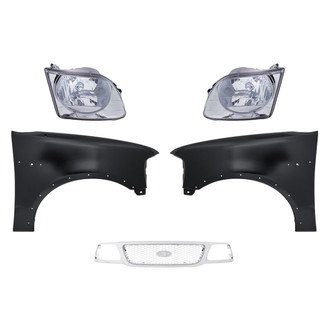 Replacement - 5-Piece Kit (Driver and Passenger Side Headlights, Grille, Driver and Passenger Side Fenders) (Standard Line)