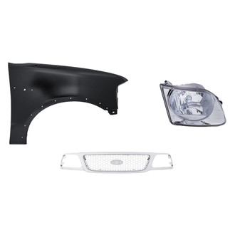 Replacement - 3-Piece Kit (Passenger Side Headlight, Grille, Front Passenger Side Fender) (Standard Line)