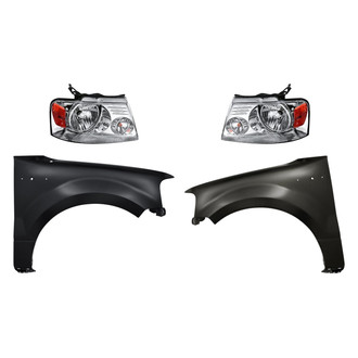 Replacement - 4-Piece Kit (Driver and Passenger Side Headlights, Driver and Passenger Side Fenders) (Standard Line)