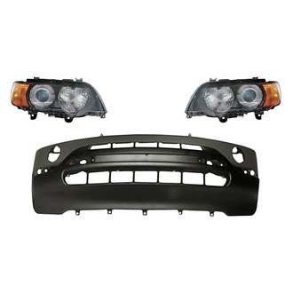 Replacement - 3-Piece Kit (Driver and Passenger Side Headlights, Front Bumper Cover) (Standard Line)