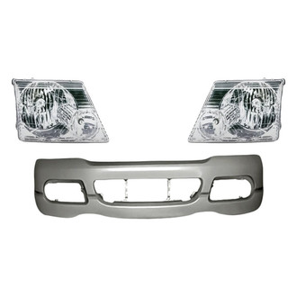 Replacement - 3-Piece Kit (Driver and Passenger Side Headlights, Front Bumper Cover) (Standard Line)
