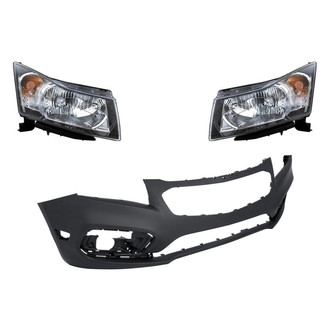 Replacement - 3-Piece Kit (Driver and Passenger Side Headlights, Front Bumper Cover) (Standard Line)