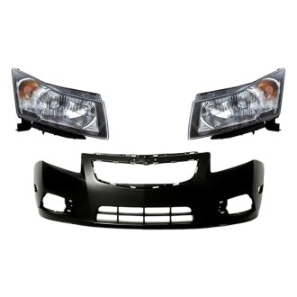Replacement - 3-Piece Kit (Driver and Passenger Side Headlights, Front Bumper Cover) (Standard Line)