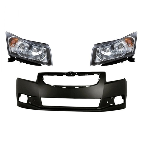 Replacement - 3-Piece Kit (Driver and Passenger Side Headlights, Front Bumper Cover)