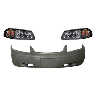 Replacement - 3-Piece Kit (Driver and Passenger Side Headlights, Front Bumper Cover) (Standard Line)