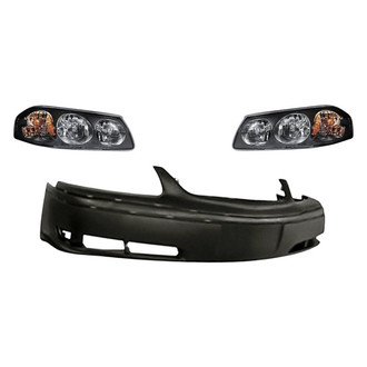 Replacement - 3-Piece Kit (Driver and Passenger Side Headlights, Front Bumper Cover) (Standard Line)